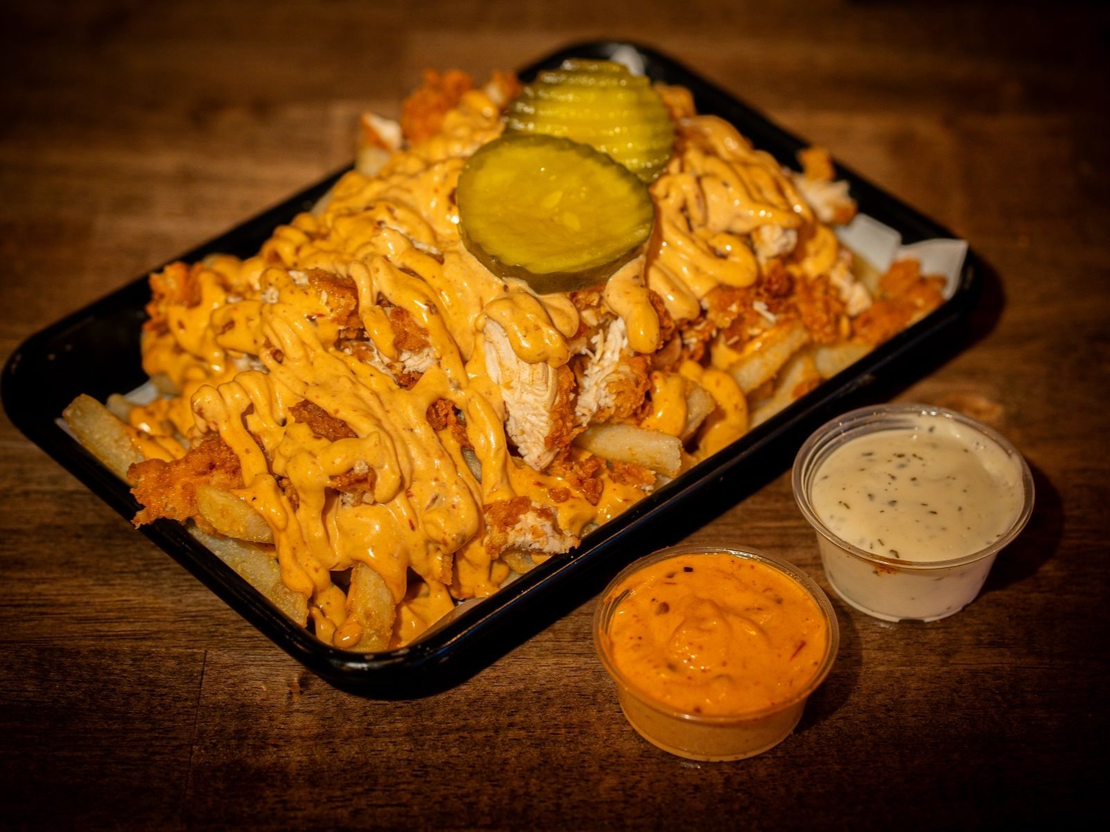 Flamin Loaded Fries with 2 Tenders.