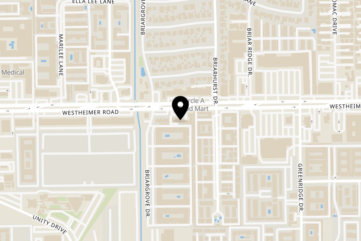 Map showing the location of Flamin Feathers Westheimer Rd on 6237 Westheimer Rd in Houston