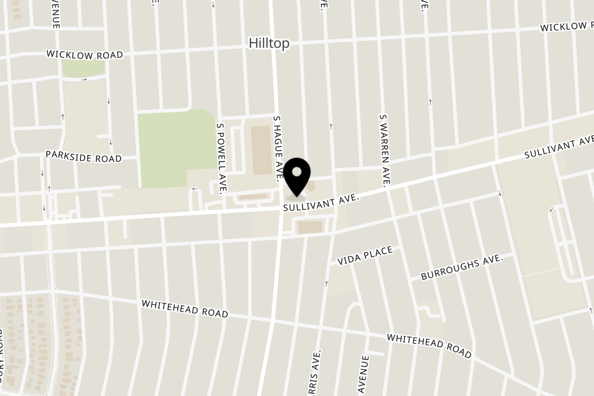 Map showing the location of Flamin Feathers Hague Avenue on 530 S Hague Ave in Columbus